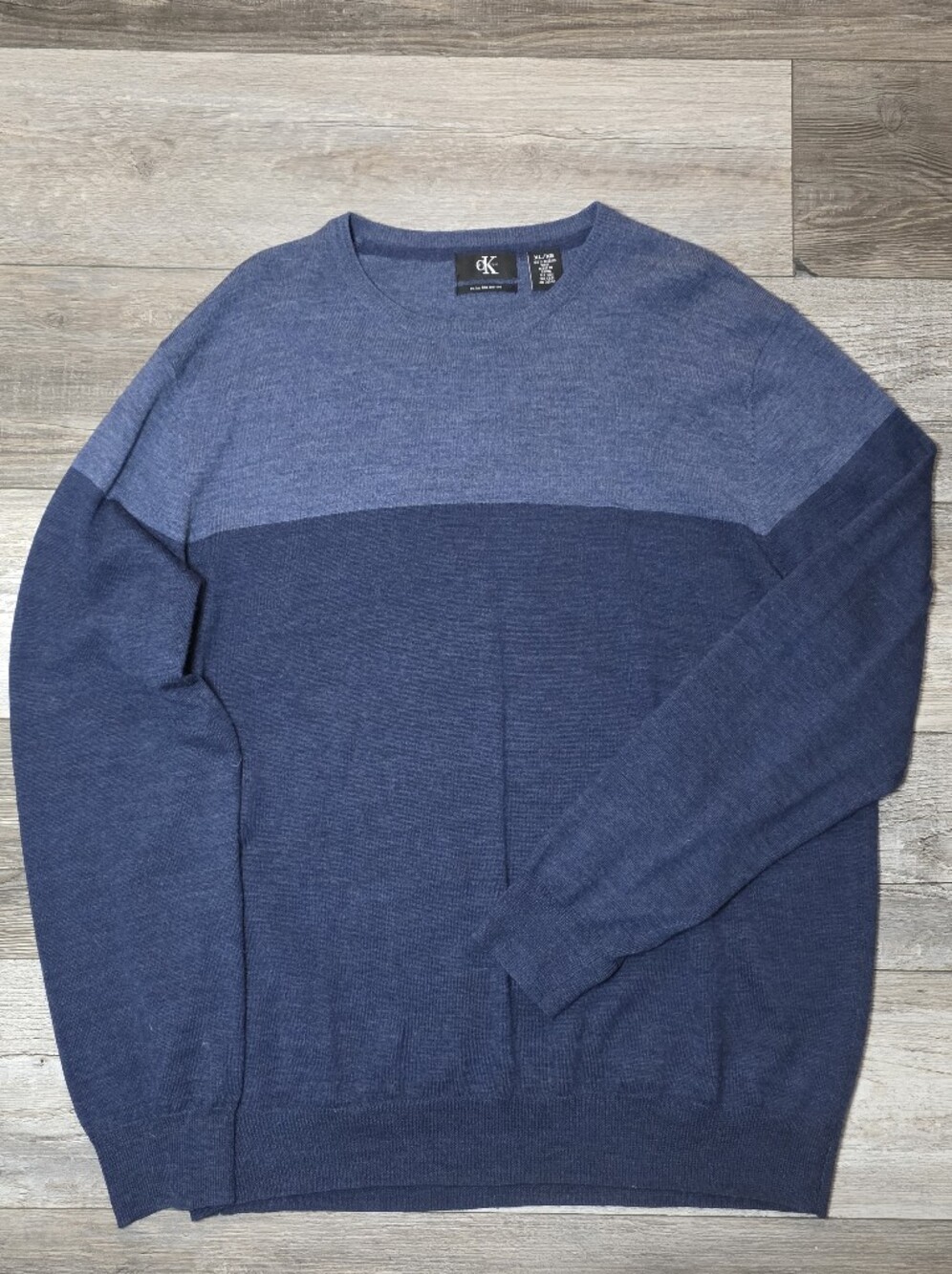 Calvin Klein Men's 100% Extra Fine Merino Wool Colorblock Sweater Sz XL *READ